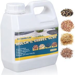 Mulch Gravel Glue 64 oz, Concentrate Rock Glue, Gravel Binder, for Rocks, Landscaping Pea, Bark, Leaf, Stones & Rubber, Locking Most Mulches