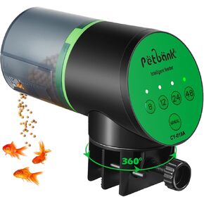 Automatic Fish Feeder for Aquarium - Rechargeable Fish Food Auto Dispenser Vacation Turtle Feeder with USB Charger Cable，LCD Screen, Customized Schedule