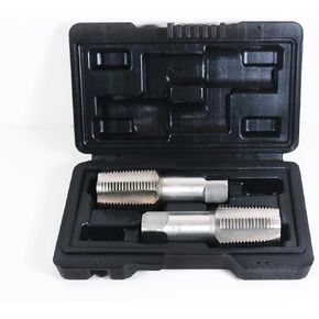 NPT Pipe Tap Set,Pipe Taps Set with Storage Box,for Cleaning,Re-Thread Damaged,Jam Pipe Threads,Thread tap (2PC 1")