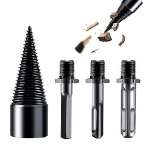 Wood Splitter Drill Bit 42mm + 32mm with Anti-Slip Gloves and 4 Drilling Handles, Log Splitter Drill Bit Kindling Splitter for Wood Splitting Drill Bit Heavy Duty Firewood Splitter Drill (42mm+32mm)
