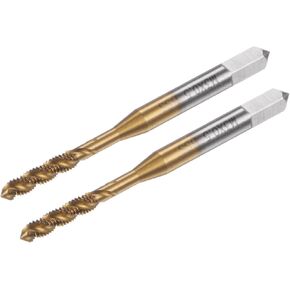 uxcell 2pcs Spiral Flute Thread Taps, Metric M3 x 0.5 H2 Screw Threading Tap, Titanium Coated M2 High Speed Steel Machine Tapping Tools for Machinist Repair