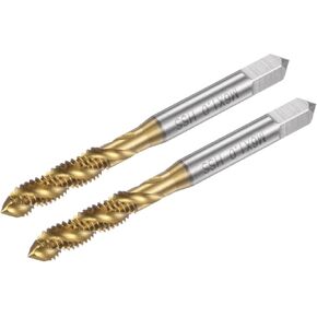 uxcell 2pcs Spiral Flute Thread Taps, Metric M6 x 1 H2 Screw Threading Tap, Titanium Coated M2 High Speed Steel Machine Tapping Tools for Machinist Repair