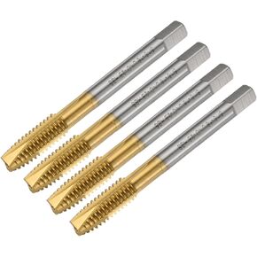 uxcell 4pcs 5/16-18 UNC B2 Spiral Point Thread Tap, Screw Tap Threading Tapping Tool, Titanium Coated 6542 High Speed Steel Machine Taps Tapping Bit