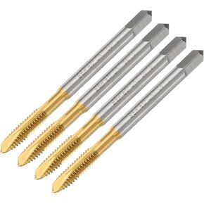 uxcell 4pcs 8-32 UNC B2 Spiral Point Thread Tap, Screw Tap Threading Tapping Tool, Titanium Coated 6542 High Speed Steel Machine Taps Tapping Bit