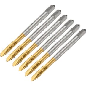 uxcell 6pcs 1/4-20 UNC B2 Spiral Point Thread Tap, Screw Tap Threading Tapping Tool, Titanium Coated 6542 High Speed Steel Machine Taps Tapping Bit