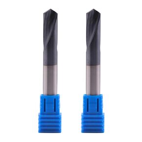 High Performance 2Pcs 120 Degree Solid Carbide Spotting Drill Bit - AlTiN Coated, Point Angle: 120 Degree, 2 Flute, Spot Drill, 5/16" Shank Diameter, 13/16" Flute Length, 2-1/2" Overall Length