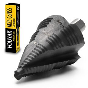 Four Spiral Flute Cobalt Step Drill Bit, 1/8" - 1/2" M35 TiAlN Coating Impact Ready Unibit Step Drill Bit, 1/4" Hex Shank Step Bit for Metal, Stainless Steel, Aluminum, Plastic