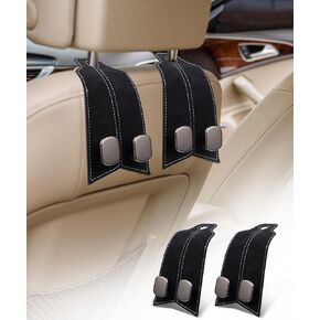 Purse Hook for Car, Car Hooks for Headrest Car Seat Hooks Purse Hanger for Car 100% Metal & Premium Leather 2025 Latest Car Organization Accessories for Bags, Purses, Phones etc (Black 2Pcs)