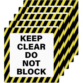 5 Pack Keep Clear Do Not Block Sign 17 × 17 Inches Caution Warning Safety Sticker Self Adhesive Vinyl Waterproof Decal for Factory Warehouse Workplace