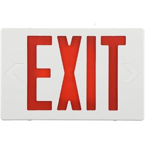 1 Pack Red Led Exit Sign with Emergency Lights with Battery Backp -Two LED Adjustable Head -120/277VAC-UL Listed-Exit Sign- ABS Fire Resistance for Power Failure.