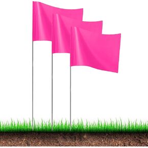 Yellow Marking Flags, JIZHGRAD 15x4x5 Inch Marker Flags, 30 Pack Lawn Flags, Boundary Flags Dog Training Flags for Yard Flags, Survey Flags, Landscape Flags, Sprinkler Flags, Stake Flags, Garden Flags
