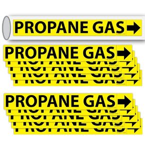 (10 Pack) Propane Gas Pipe Markers with Arrows 1 x 8 inch – Durable Gas Line Identification Stickers, Warning Labels, and PVC Pipeline Tags for Safety and Compliance