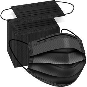100 PCS Disposable Face Masks, Black Masks, 3 Ply Protection Disposable Face Masks