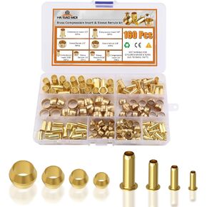180PCS Compression Fittings Assortment kit - 4 sizes (1/4", 3/8", 5/16", 1/2") of Brass Compression Sleeve Ferrule, Insert and nuts - used to connect lines for air,water,fuel,oil and inert gases