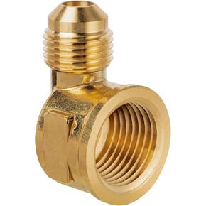 3/8" x 3/8" Male Flare Brass Tube Fitting for Propane, Fuel, Oil, LP and Natural Gas, 90 Degree Elbow (1-Pack)