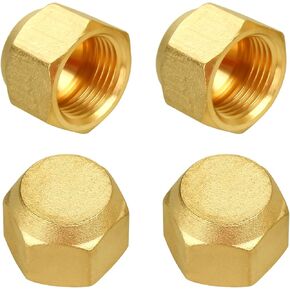 Brass Seal Plug,Male 3/4" OD Flared Tube Fittings 45 Degree Hex Pipe Fittings for Air Conditioner Refrigeration(4 Pac)