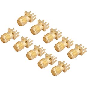 Sma Connectors,SMA PCB Connector + The 10Pcs SMA Female Connector, 10pcs Brass Base Socket Jack PCB Mount 50 Ohm RF Connectors Straight Panel Clip Edge Adapter, End Launch Connector Adapter