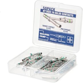 IWISS Deutsch Size 16 Solid Contacts DT Series Connector, 50 Pairs Common Contacts, Automotive Terminals, Ni Plating Pin and Socket Contacts, 14AWG Wire Size