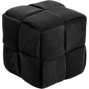 Ottoman Foot Rest Soft and Comfortable Ottoman Square Corduroy Woven Design Sofa Stool (Green-L)