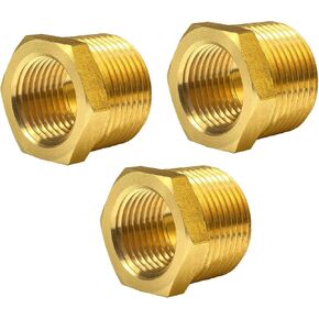3 pcs 3/4" NPT Male x 1/2" NPT Female Connector, Brass Pipe Fitting, 3/4" to 1/2" NPT Reducer Adapter