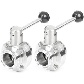 U.S. Solid 1.5 Inch Tri Clamp Sanitary Butterfly Valve with Pull Handle Stainless Steel 304 Tri Clamp Clover, 2PCS (38mm Tube OD)
