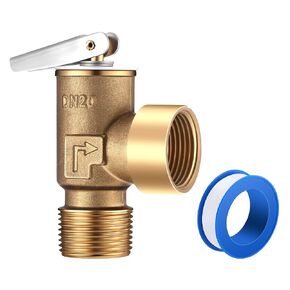 30 PSI Pressure Relief Valve, Boiler Relief Valve with 3/4" NPT Thread, Safety Relief Valve with PTFE Thread Seal Tape, Brass Relief Valve for Hot Water and Cold Water Systems