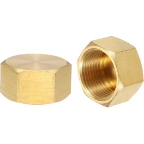 uxcell 10Pcs Brass Compression Cap Fitting Stop Valve Cap 3/4" NPT Hex Thread Pipe Fitting Flare Cap Tubing Ends Sealing Cap for Air Conditioner, Water, Air, Gas Line (Gold Tone)