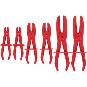 6 Pack Hose Clamp Pliers Hose Pinch Pliers Line Clamps for Fuel Hoses, Gas Lines Brake Hoses, Radiator Hoses, Coolant Hoses, Flexible Hoses, Red