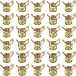 PATIKIL Spring Band Hose Pipe Clamps for 9-10.2 mm OD Hose, 30 Pack Silicone Vacuum Constant Tension Band Clips for Fuel Line Silicone Air Hose Tube Water Pipe, Gold