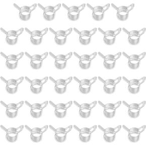 PATIKIL Spring Band Hose Pipe Clamps for 6-6.8mm OD Hose, 35 Pack Silicone Vacuum Constant Tension Band Clips for Fuel Line Silicone Air Hose Tube Water Pipe, Silver