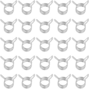 PATIKIL Spring Band Hose Pipe Clamps for 10-11.2mm OD Hose, 25 Pack Silicone Vacuum Constant Tension Band Clips for Fuel Line Silicone Air Hose Tube Water Pipe, Silver