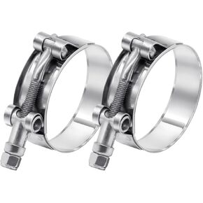 2 Pack 1.75 inch T-Bolt Hose Clamps, Stainless Steel_304 Working Range 51mm-59mm for 1.75" Hose ID, Turbo Intake Intercooler Clamp for Automotive