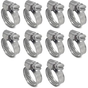 Embossed Worm Gear Hose Clamps Size#6, 1/2 To 7/8 inch Adjustable Heavy Duty Stainless Steel Hose Clamp, all 304 for Garden Water Hose (12-22 mm, 10 pack)