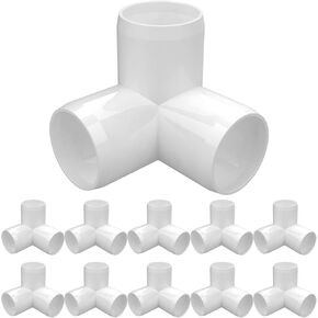 1" PVC Fittings 4 Way (10-Pack), Furniture Grade PVC Pipe Connector 1 Inch PVC Elbow for All DIY PVC Structure and Frames, UV Resistant, Fits 1" Sch 40 PVC Pipes