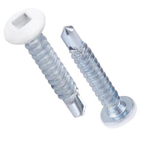 8x1 pan Head Metal rv Screws - Polar White self Drilling Screws Trailer Deck Screws - Square Drive Self Tap Drill Screws (250 Pack)