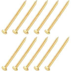 uxcell 300Pcs Small Hardware Nails, 1.5 x 25mm Carbon Steel Round Head Nail Common Finishing Nail for Household Woodworking Picture Hanging DIY Projects, Gold
