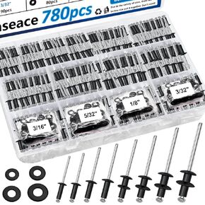 smseace 600Pcs Stainless Steel Pop Rivets with Washer Assortment Kit 8-Sizes Stainless Rivets(1/8Inch 5/32Inch 3/16Inch) for Metal,Furniture,Automotive,Instruments Stainless Steel Rivets Set