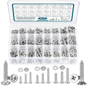 700Pcs Nuts and Bolts Assortment Kit, SATANTECH 4-40#6-32#8-32#10-24 Phillips Pan Head Assortment Stainless Steel Bolts Nuts Flat Washers Nuts Bolts with Case