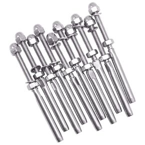 BLIKA 10 Pack 3/16" Cable Railing Swage Threaded Stud Tension End Fitting Terminal for 3/16" Cable Deck Railing Hand Swage T316 Stainless Steel Marine Grade, Swage Threaded Terminal