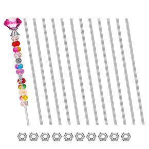 LEIFIDE 12 Sets 8/32 Inch 4mm Threaded Rod with Hex Nuts 4mm Stainless Steel Threads Studs Rods 4mm Stainless Steel Fully Threaded Hex Nuts for Beaded Garden Stake Rods (12 Inch)