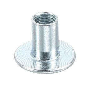 uxcell M10 T-Nuts, 24pcs Carbon Steel Tee Nut Round Base Weld Nuts 12mm Height Through Hole Flange Insert Female Thread Plate Nuts, Silver