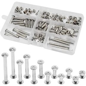 150 Pcs/75 Set Chicago Screws M5 Stainless Steel Binding Screw Post Leather Screws Metal Nail Rivet Chicago Button for Albums Belt Bookbinding (ZD-D/Gunmetal)