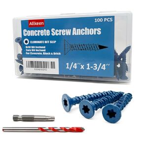 3/16" x 1-1/4" Concrete Screws, Anchoring to Masonry, Brick, Block, Cement or Stucco, 50PCS