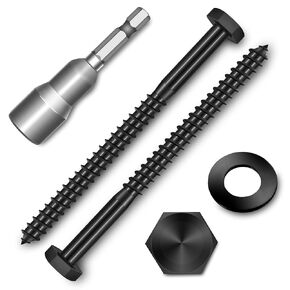 (20-Set) 1/4 x 3 Lag Screws for Wood, Stainless Steel Heavy Duty Hex Head Lag Bolts, Commercial/Industrial Grade 1/4 Bolts, Mounting Screws Bolts Kit, Black Oxided by Marysino