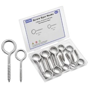 20 PCS Eye Screws 2.55 Inch & 2 Inch Stainless Steel Eye Bolt, Heavy Duty Screw Eyes for Wood, Eye Hooks Screw for Secure Cable Wires, Indoor & Outdoor Use, 2 Sizes