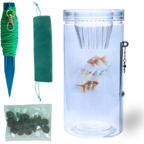 Portable and Plastic Aquarium Minnow&Small Fish Trap for Aquarium Children Fishing Outdoors,Durable Container Bait Trap Suitable for Fishing,Crab,Shrimp,Turtle
