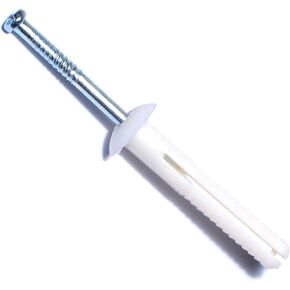 014973285456 Nylon Mushroom Nail Drive Anchors, 1/4 x 1-1/2, Piece-100, White