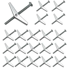 20pcs 1/8in Toggle Bolt and Wing Nut Assortment Kit, Heavy Duty Butterfly Anchors, Wall Anchors for Drywall, Toggle Anchors