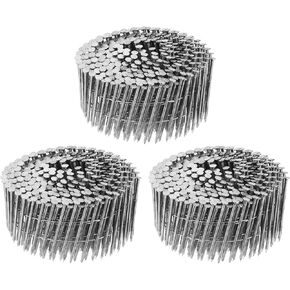 uxcell 900 Count Siding Nails 2-1/4"x0.09" 15-Degree 304 Stainless Steel Ring Shank Full Round Head Collated Wire Coil for Lath and Sheathing Materials