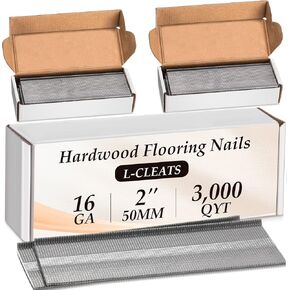 3000 Counts 16 Gauge Flooring Nails, 2 Inch Length 16GA L-Cleat Nail for Hardwood Flooring for Flooring Nailer Gun